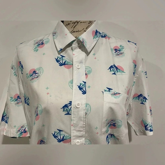 Tipsy Elves MEN'S GORILLA THRILLA HAWAIIAN SHIRT Surf White Blue Pink Size XL - Picture 2 of 10